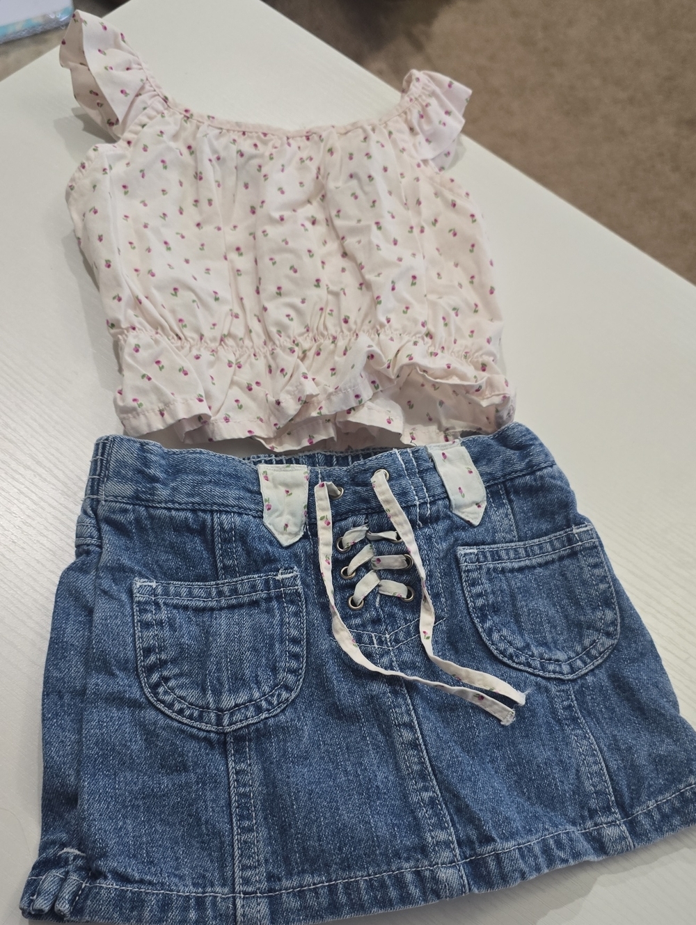 Vintage Koala Kids Y2k Style Outfit. Skort And Cinch Top. Vguc. 6-9 Months.